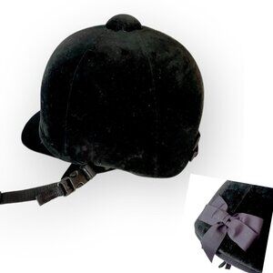 Charles Owen Hampton Velvet Riding Helmet W/ Decorative Bow,  Size 7 1/8